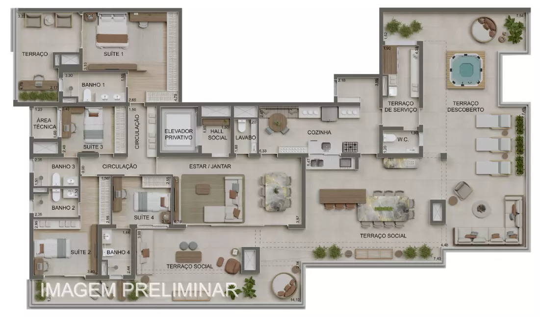 330 Penthouse 330 metros com 4 suítes